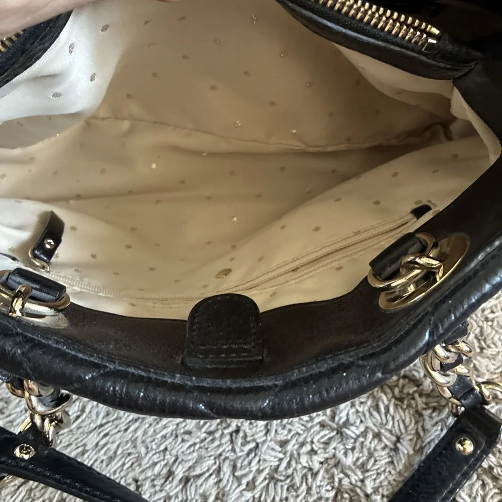 KATE SPADE NEW YORK GOLD COAST MARYANNE BLACK QUILTED LEATHER HANDBAG TOTE PURSE